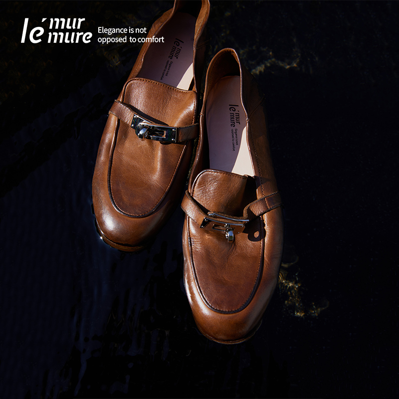 Le' Murmure Heavy-Duty Italian Imported Washed Horse Leather Slip-On Loafers with Horsebit Buckle