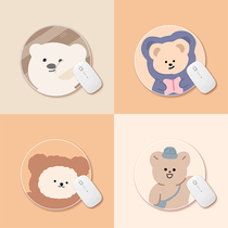 Cartoon cute round mouse pad small girl office home wrist pad creative bear table pad student writing pad beautiful simple ins Wind custom lock edge thick creative non-slip pad
