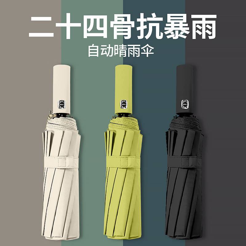 Umbrella Female Sunny and rain-proof Men's large folding umbrella Black rubber shading sunscreen Anti-UV full automatic sun umbrella-Taobao