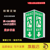 Aluminum Safe Exit Luminous Signs Triangle V-shape Bifacial Cue Cards Fluorescent Standing V Type Self Luminous Signs Safety Sign Warning Signs Warning Signs Customize