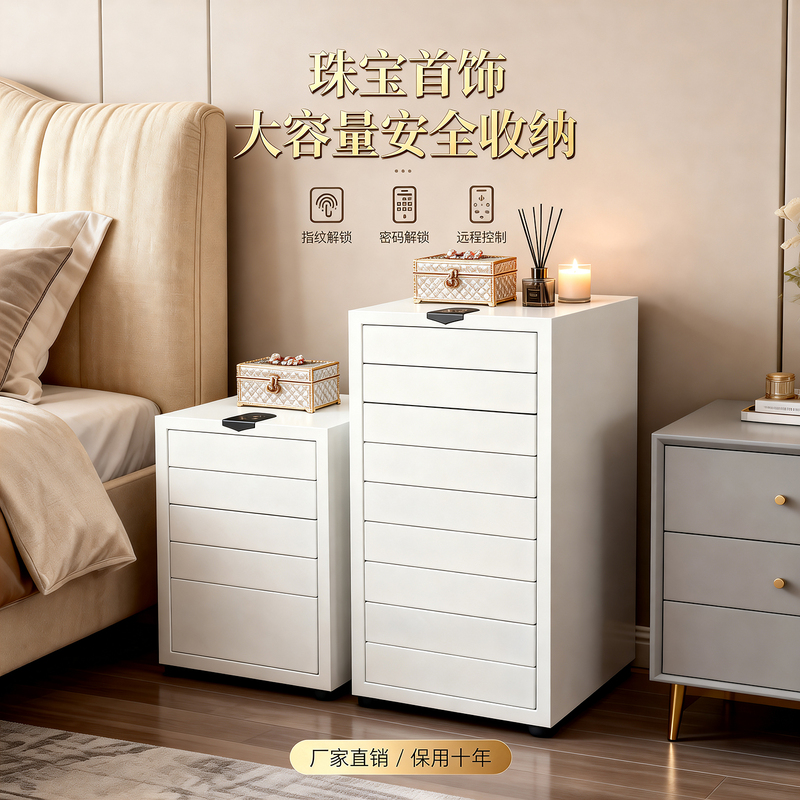 Maochi Jewelry Safe Multi-Layer Jewelry Drawer Password Storage Cabinet Intelligent Safe Extra-Large Capacity Fingerprint Light Luxury