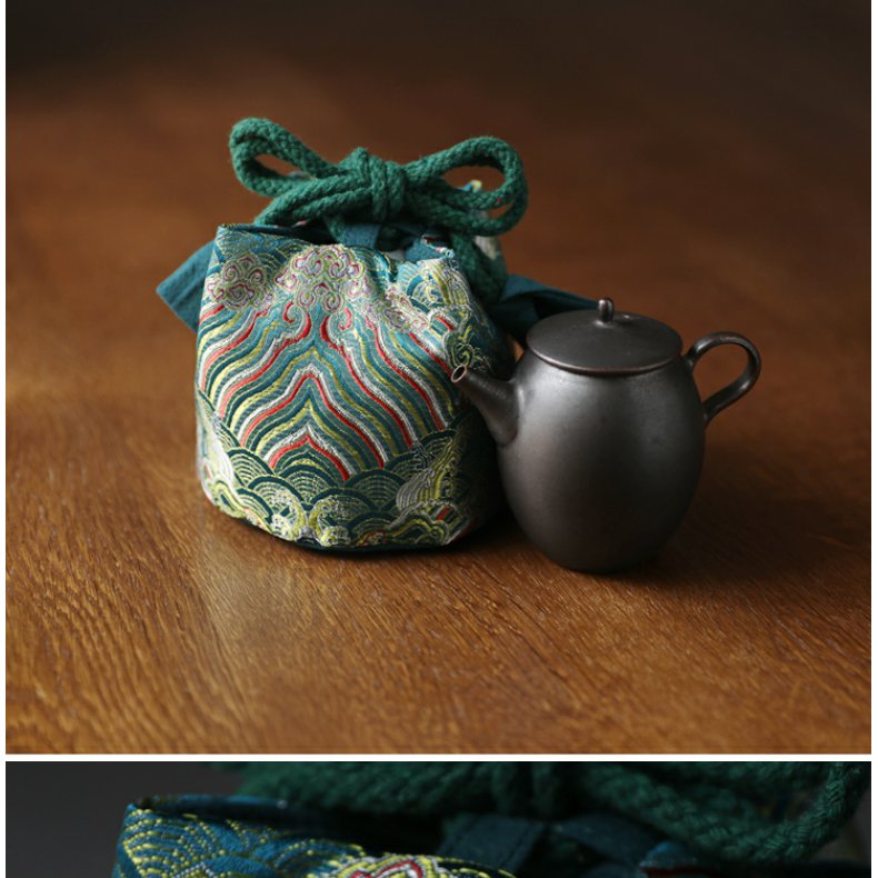 Continuous blowy expanse of mud - brocade silk caddy fixings teapot tea cups to receive bag bag bag wave grain cloth