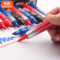 True color 20 large double head Easy to dry number pen 2 0mm Logistics writing pen black red blue inclined head painting pen round head marking metal disc glass cloth note pen MK259 wholesale