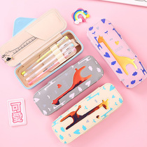 Primary school student stationery box cute large capacity pen bag creative kindergarten pencil box leather good-looking junior high school students Korean version of the tide birthday gift shake sound Net red school gifts Korean childrens favorite