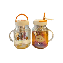 Water glass girls high face value glass cups 2024 new water separation large capacity straw Blister Cups Office Cups