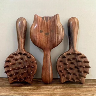 正品檀木檀香实木高颜值按摩梳家用头皮头部经络女士专用保健梳o