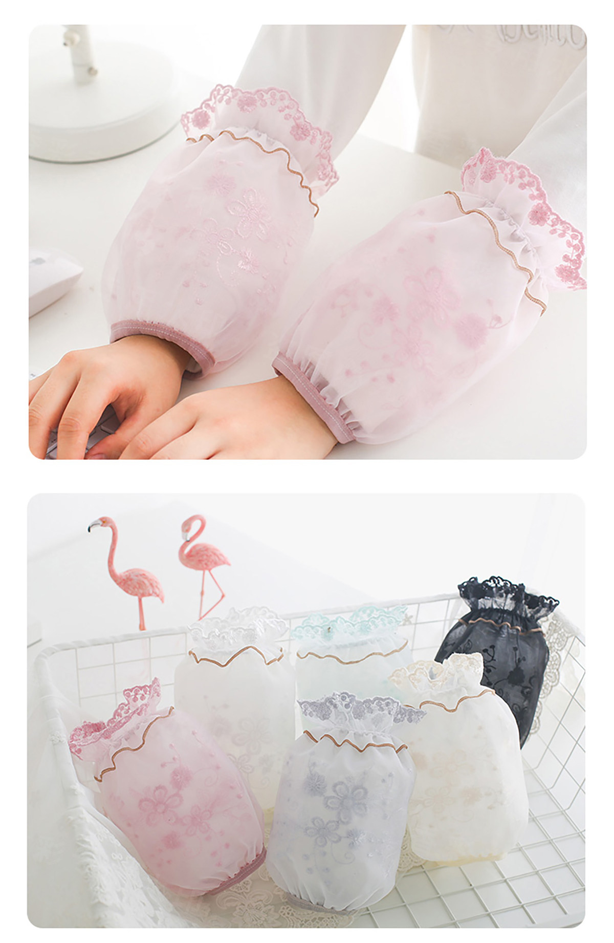 Нарукавники 袖套蕾丝套袖女可爱短款工作护袖秋冬季袖头防脏儿童办公室羽绒服