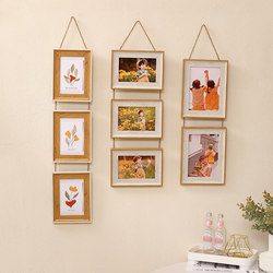 Creative Simple Photo Frame + Wall-Mounted Photo 5 6 7inch Retro No-Drill Nail-Free Two-Frame Three-Frame Combination Display Stand