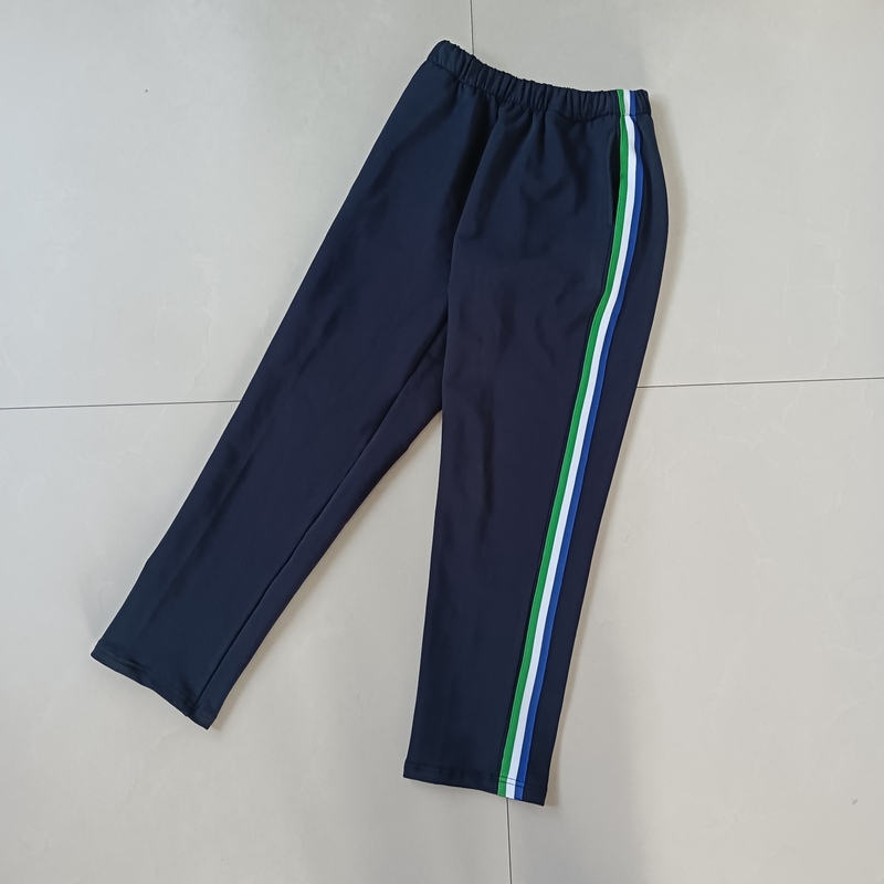 Tianli School Junior and Senior High School Pure Cotton Student Uniform Pants, Navy Blue with Three Stripes, Spring and Autumn Fleece-Lined Straight-Leg Sports Pants