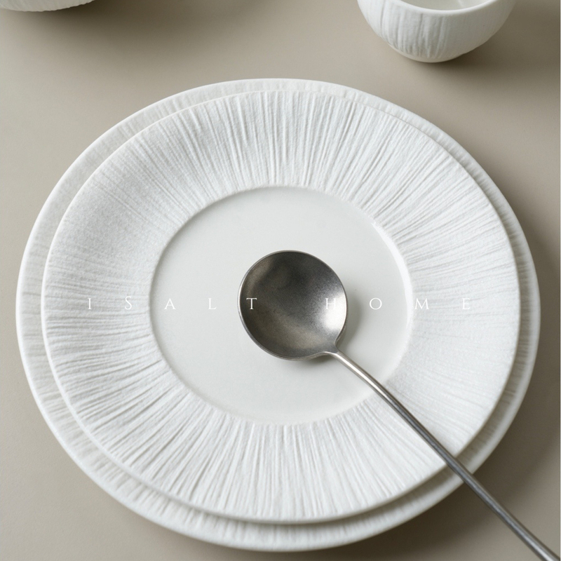 Dxc Yuzhi Series Tableware Pure White Breakfast Plate Steak Plate Bowl Hand-Held Cup Coffee Cup Hotel Restaurant Plate Western Food