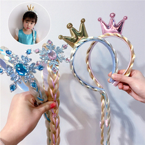 Ice Princess Elsa Childrens wig Rapunzel Hair Band Crown fake braids Strange Fate headdress braids