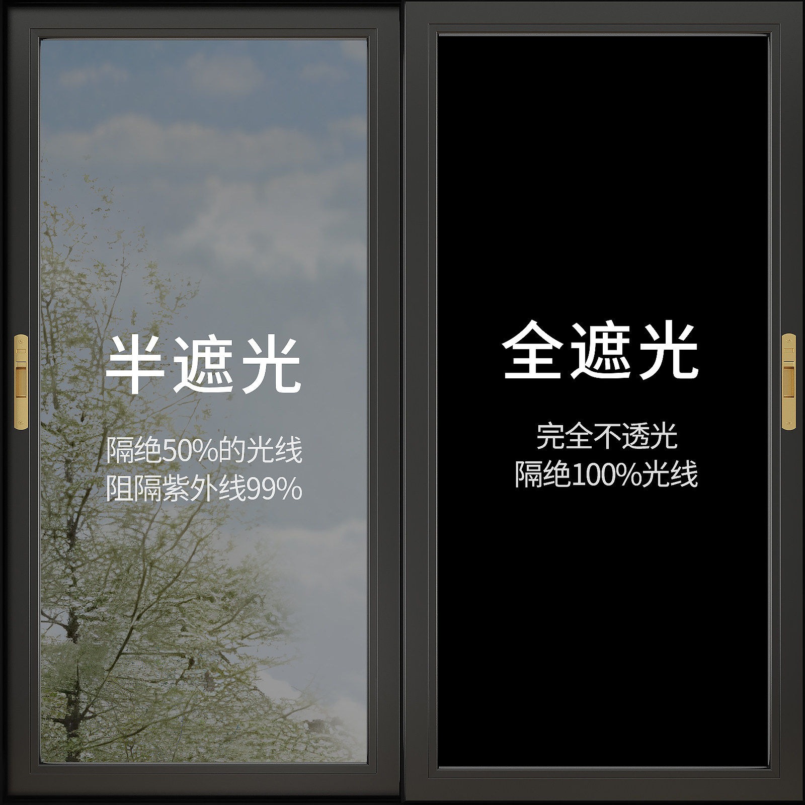 全遮光玻璃貼紙防偷窺防走光陽臺防曬隔熱膜窗戶黑色貼膜遮光神器-Taobao