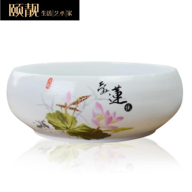 Chinese ceramic art basin of newest lotus hydroponic water lily courtyard round contracted potted balcony container his money