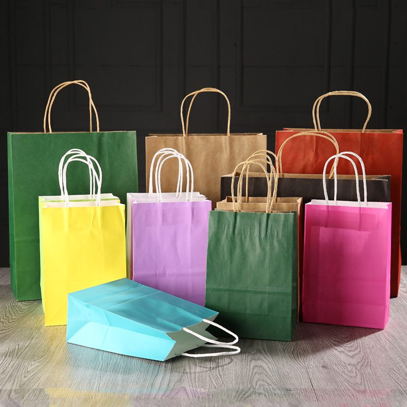 签到抵扣 彩色牛皮手提纸袋5个 热品库 性价比省钱购