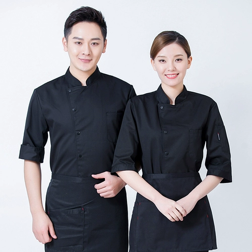 Шеф -повар в среднем рукаве чистый хлопок и женщины, выпекающие западные десертные магазины, отель, шеф -повар, шеф -повар, семинарная рукава, рабочая одежда для рукава