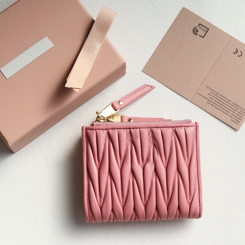 2026 Spring/Summer Hot Style Pocket Wallet Women's Fashion Pleated Wallet Full Leather Sheepskin Bifold Wallet