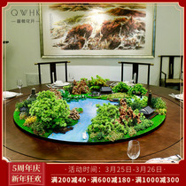 New Chinese Hotel Large Round Table Turntable Dining Table Flower Pendulum Flower Pendulum Pieces Middle Furnishing High-end Upscale Micro Landscape Fabrication