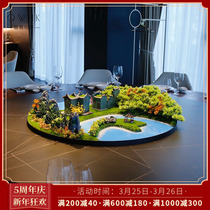 Hotel Swing Flower Table Flowers High-end Chinese Creative Middle Turntable Emulation Flower Decoration Flower Pendulum turntable Microscape