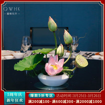 High-end Hotel Round Table Turntable Emulation Flower Table Flower Pendulum Flowers Middle Swing Piece Fake Flowers Furnishing Tea Room Teahouse Restaurant