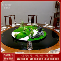 New Chinese style hotel table flower high-end simulation flower pendulum flower round table decoration flower restaurant turntable furnishing piece micro-landscape