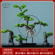 New Chinese emulated welcome guest pine tree green planting tea room tea building Several Xuanguan Clubhouse-Like Inter-board Soft-Fitting Item Pendulum