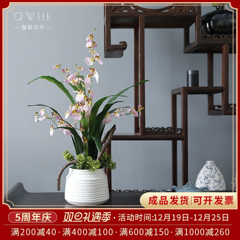 New Chinese dance Lan China Wind emulated flower fake flower suit Silk Flower Living Room Table Book Room Decoration Decoration Floral-Taobao