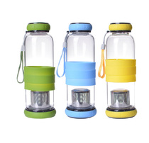 Factory direct sales glass with stainless steel tea filter creative portable rope pumpkin glass