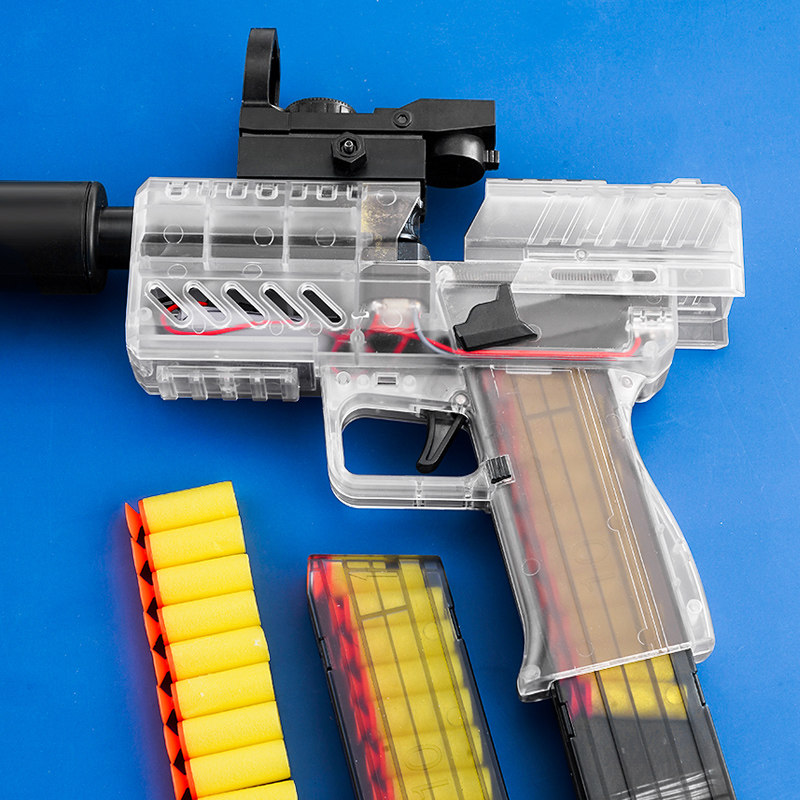 Child Gun Vanguard Transparent Glockuzi Uzi Uz Electric Tandem Hair Soft Bomb Gun Range Far Launcher Toy Gun
