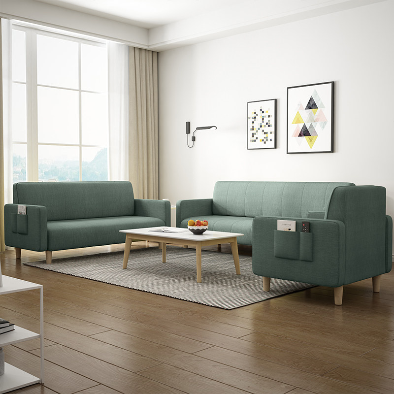 Nordic Fabric Sofa Small House Type Rental Room Small Sofa Nets Red double sofa Living room Modern brief About trio