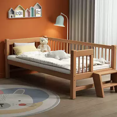 Solid Wood boy children's bed stitching widen bedside bed baby baby girl princess small bed stitching big bed beech wood
