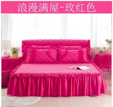 Phiên bản Hàn Quốc của công chúa váy gạc ren đơn mảnh trải giường che phủ bảo vệ trượt 1,51,8 mét - Váy Petti ga giường viền ren