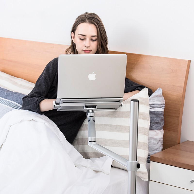 Laptop Stand for Reading in Bed, Bedside Sofa Movable Adjustable Lazy Reading Stand, Standing Tablet Phone Universal Floor Stand with Cooling iPad Support Brackets