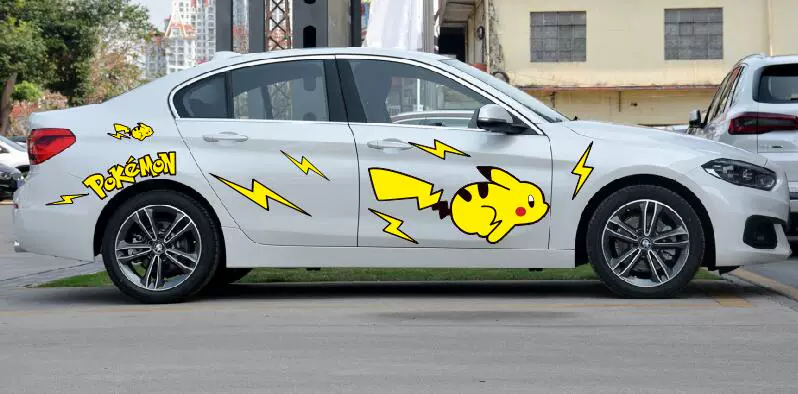 Pikachu dán xe ô tô dán phim hoạt hình dễ thương cửa xe chống trầy xước bao phủ cơ thể miếng dán sáng tạo cá tính dán xe các logo xe hơi 