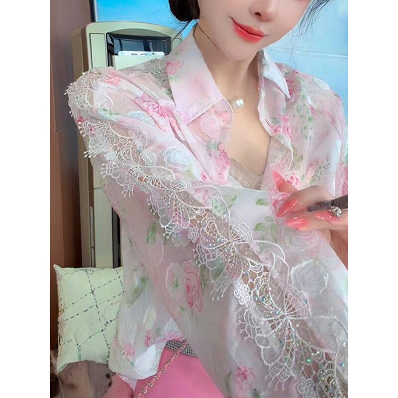 French-Style Lace Hollow-Out Long-Sleeve Floral Shirt for Women, 2026 Spring/Summer New High-End Unique and Beautiful Top French-Style Lace Hollow-Out Long-Sleeve Floral Shirt for Women, 2026 Spring/Summer New High-End Unique and Beautiful Top