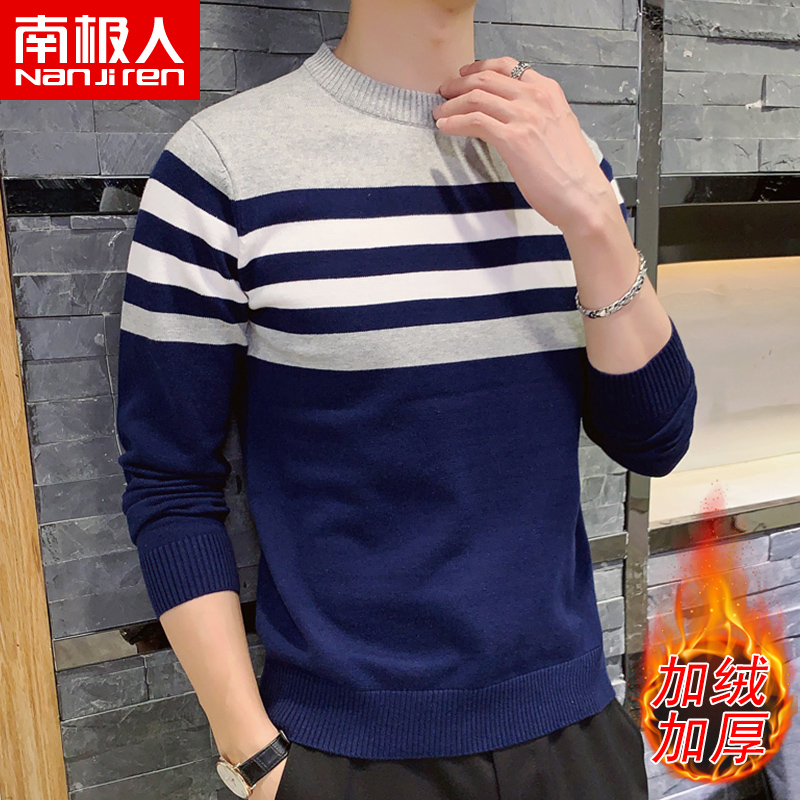 Nam Cực áo len nam 2019 mới bông Hàn Quốc phiên bản của xu hướng tính cách lỏng lẻo knitsweater đáy siphone của nam giới.