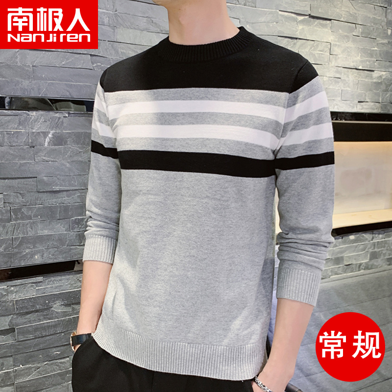 Nam Cực áo len nam 2019 mới bông Hàn Quốc phiên bản của xu hướng tính cách lỏng lẻo knitsweater đáy siphone của nam giới.