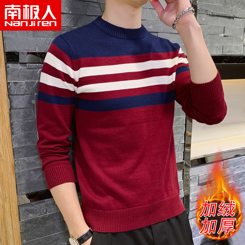 Nam Cực áo len nam 2019 mới bông Hàn Quốc phiên bản của xu hướng tính cách lỏng lẻo knitsweater đáy siphone của nam giới.