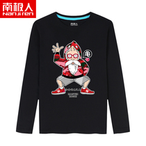 Antarctic new long sleeve T-shirt men thin autumn collar size personality animation printing cotton loose base shirt