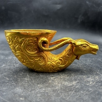 Antiques and miscellaneous zodiac signs zodiac sheep ornaments horn cups gilt bronze home decorations do not use