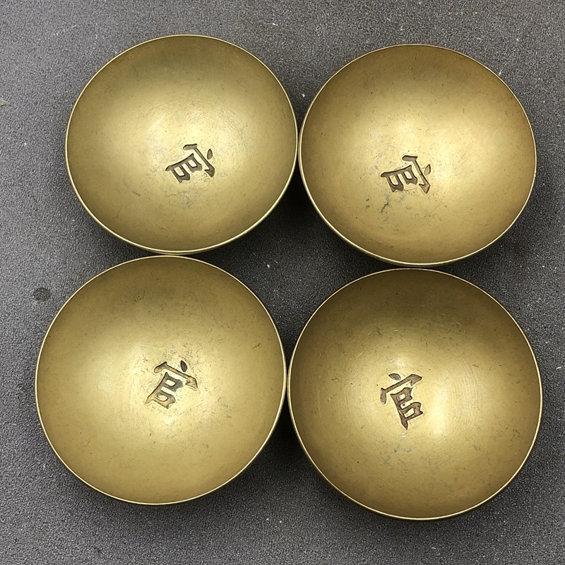 Antique miscellaneous small Bowl set Baifu Baishou Bowl home craft ornaments bronze ware