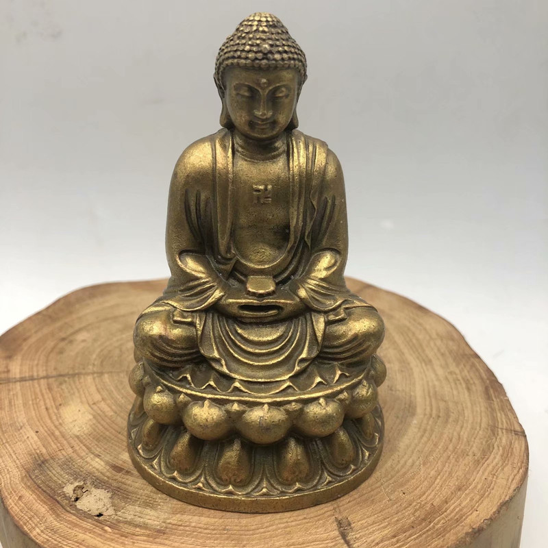 Antique copper instrument Day of Buddha pure copper miniature carving Day came to Buddha Fathers Sheep Monkey Life