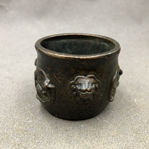 Incense burner lion head small copper stove antique Miscellaneous mini household incense burner craft ornaments antique bronze