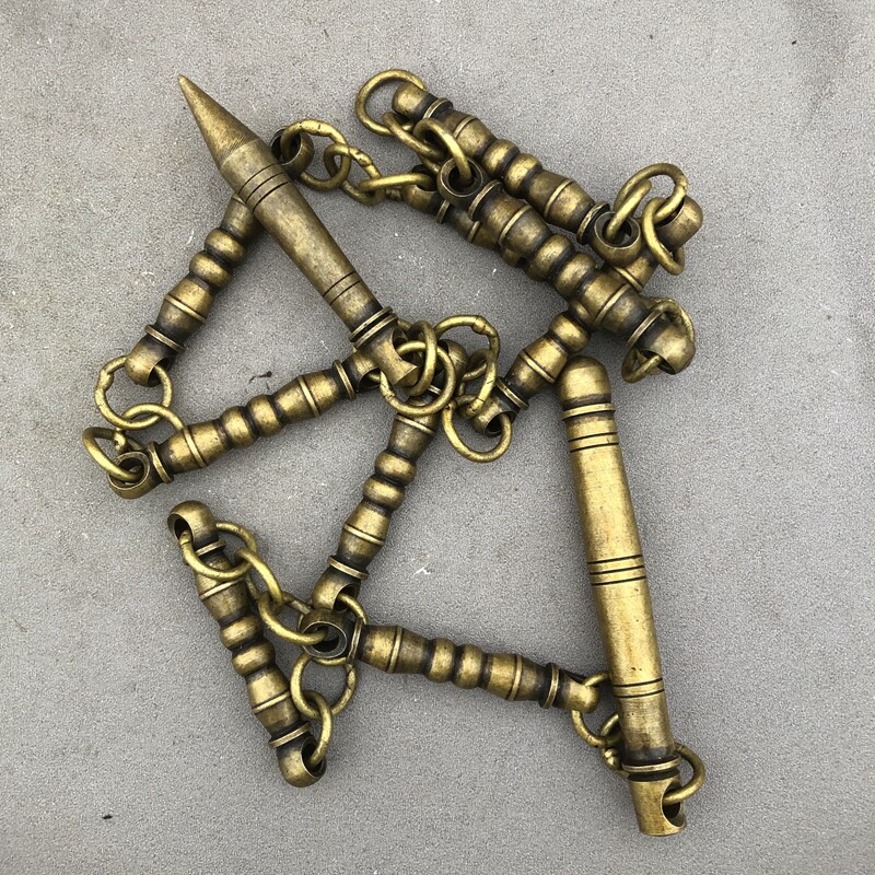 Antique Miscellaneous whip copper whip home film and television props nine-section whip second ring antique bronze ware