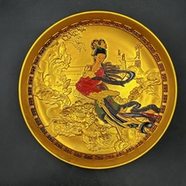 Antique miscellaneous plates plates flying to the moon ornamental plates silver-plated painted plates home furnishings copperware and brackets