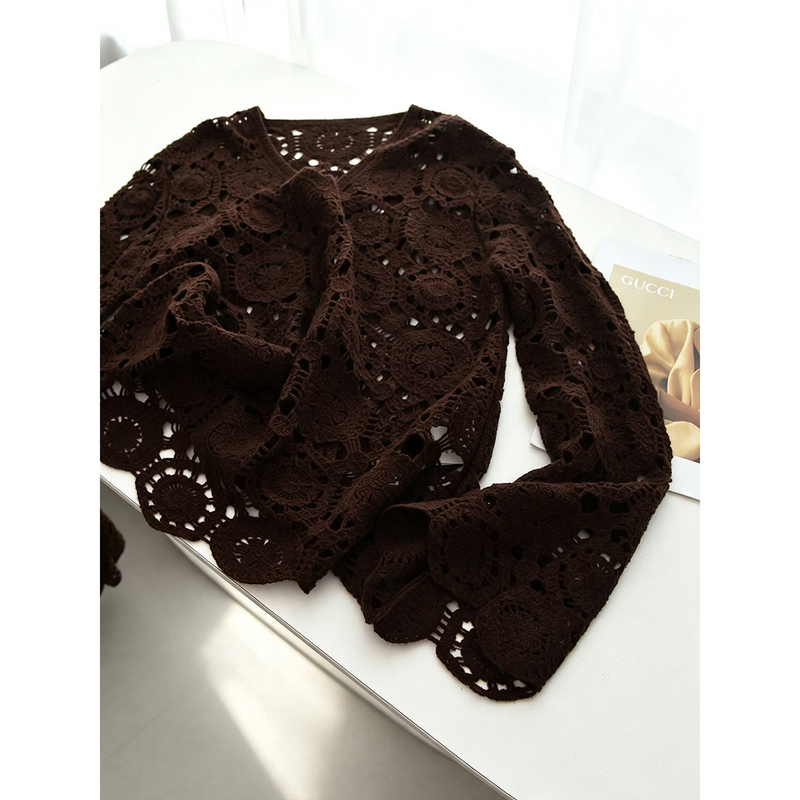 In Stock, Farewell 50% off Hollow Crochet Pattern ~100% Wool Flared Long-Sleeve Knit Sweater for Women, Early Autumn<Ezjs148 In Stock, Farewell 50% off Hollow Crochet Pattern ~100% Wool Flared Long-Sleeve Knit Sweater for Women, Early Autumn<Ezjs148