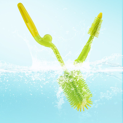 【两只装】360度旋转硅胶奶瓶刷套装