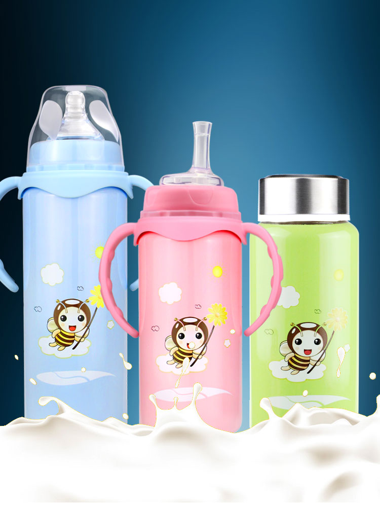 Baby thermal bottle Baby newborn stainless steel bottle Children's anti-fall anti-flatulence night milk pot
