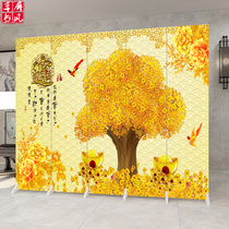 Lucky fortune tree screen partition living room background wall Gold money tree moneymaker Feng Shui folding mobile