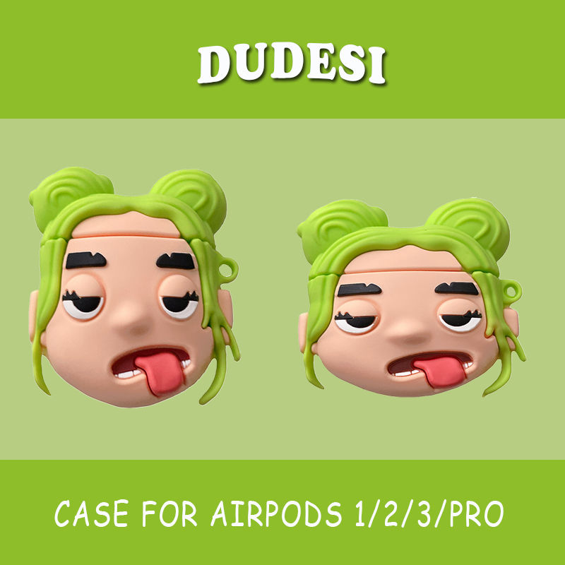 European and American creative personality to blame green hair girl AirPods protective sleeve AirPodsPro Apple airpods2 generation headphone cover protection shell tide Bluetooth headphone protective sleeve for three generations