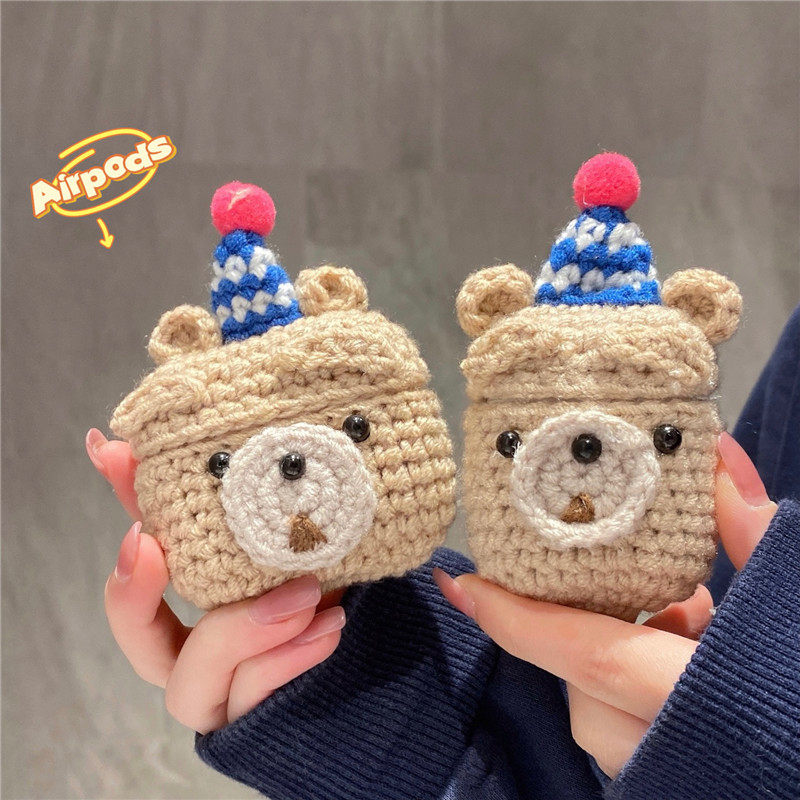 Autumn-winter knit cute hat Cubs suitable for AirPods3 protective sleeves AirPods 3rd generation Apple airpods2 daipro wireless Bluetooth headsets protective shell men and women